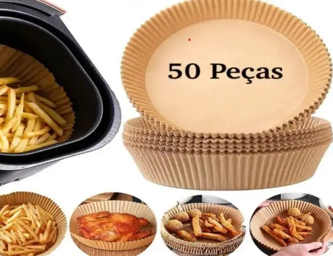 Tapete Redondo De Papel Descartável Air Fryer Antiaderente Para Cozimento.